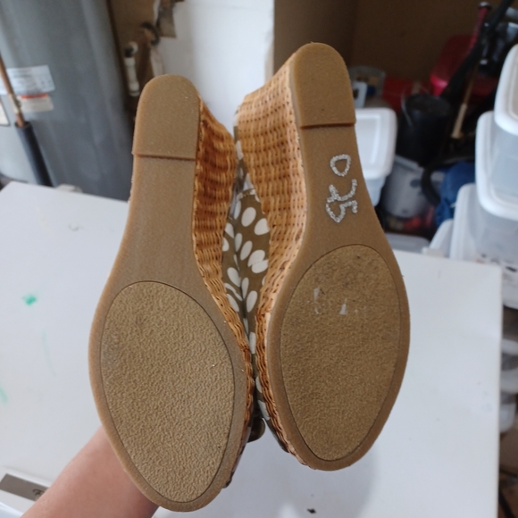 Bongo Brown White Open Toe Polka Dot Slip On Womens 9.5m Pre Owned - Picture 6 of 9